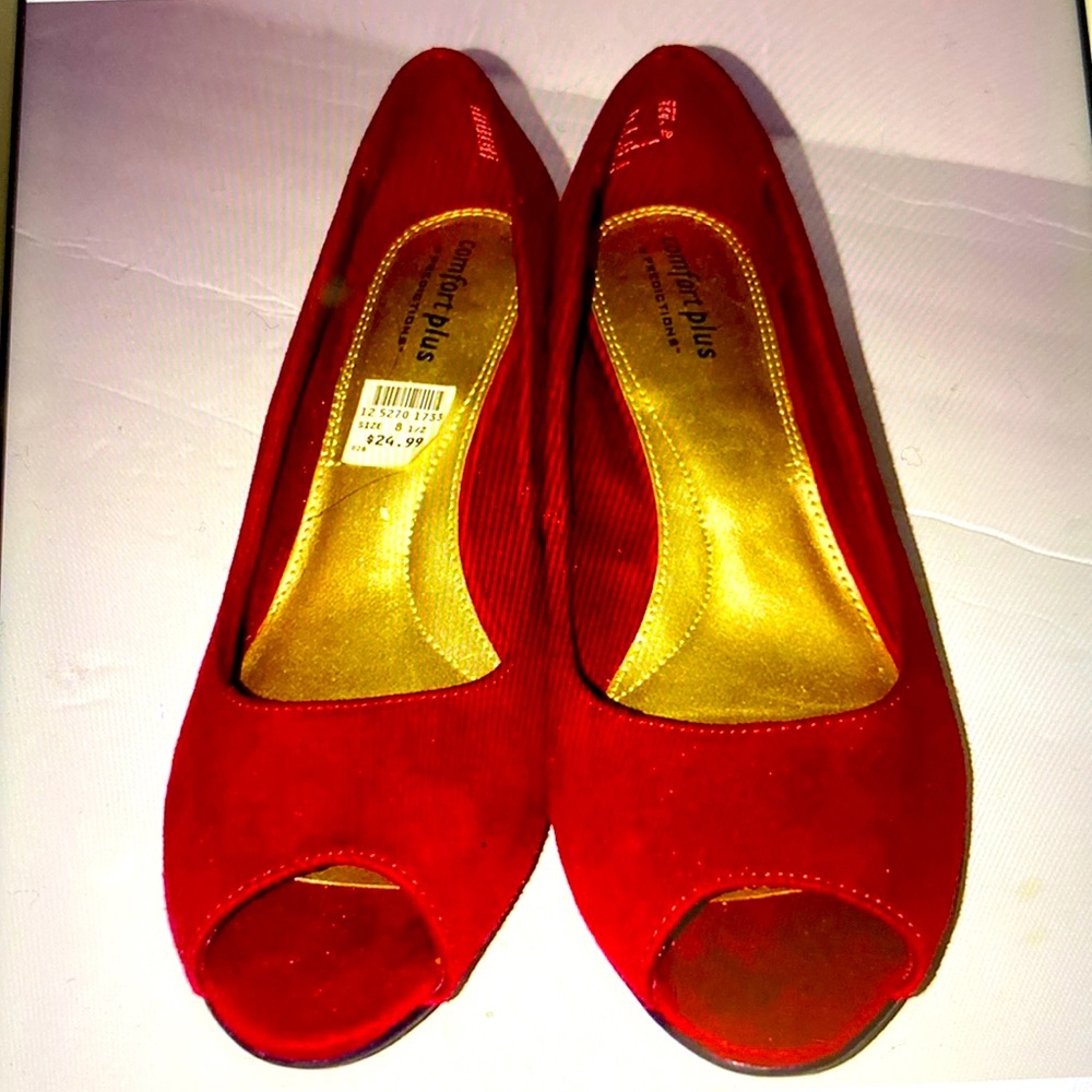 Red silhouette woman’s “shoes 8 1/2”